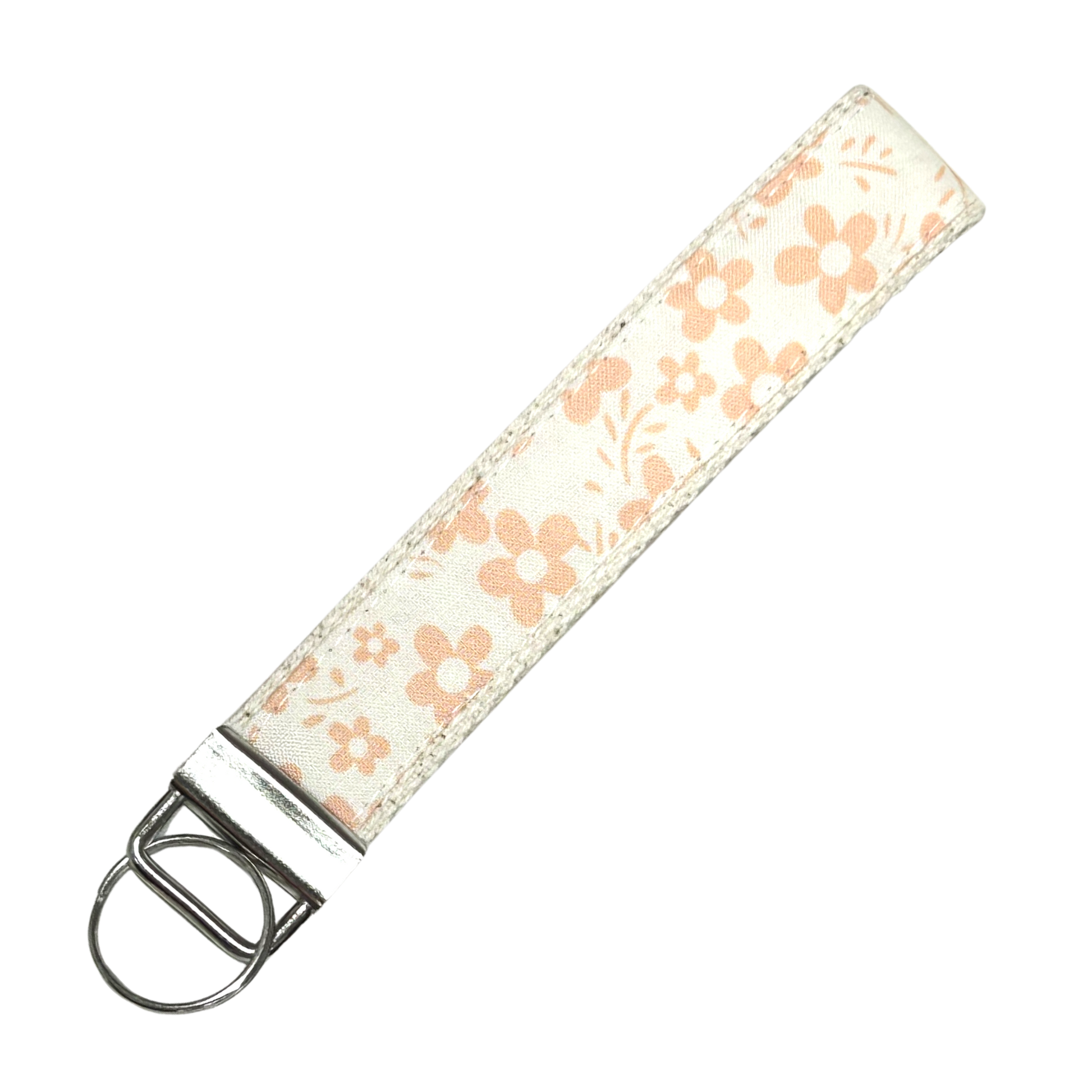 Floral patterned keychain on a white background