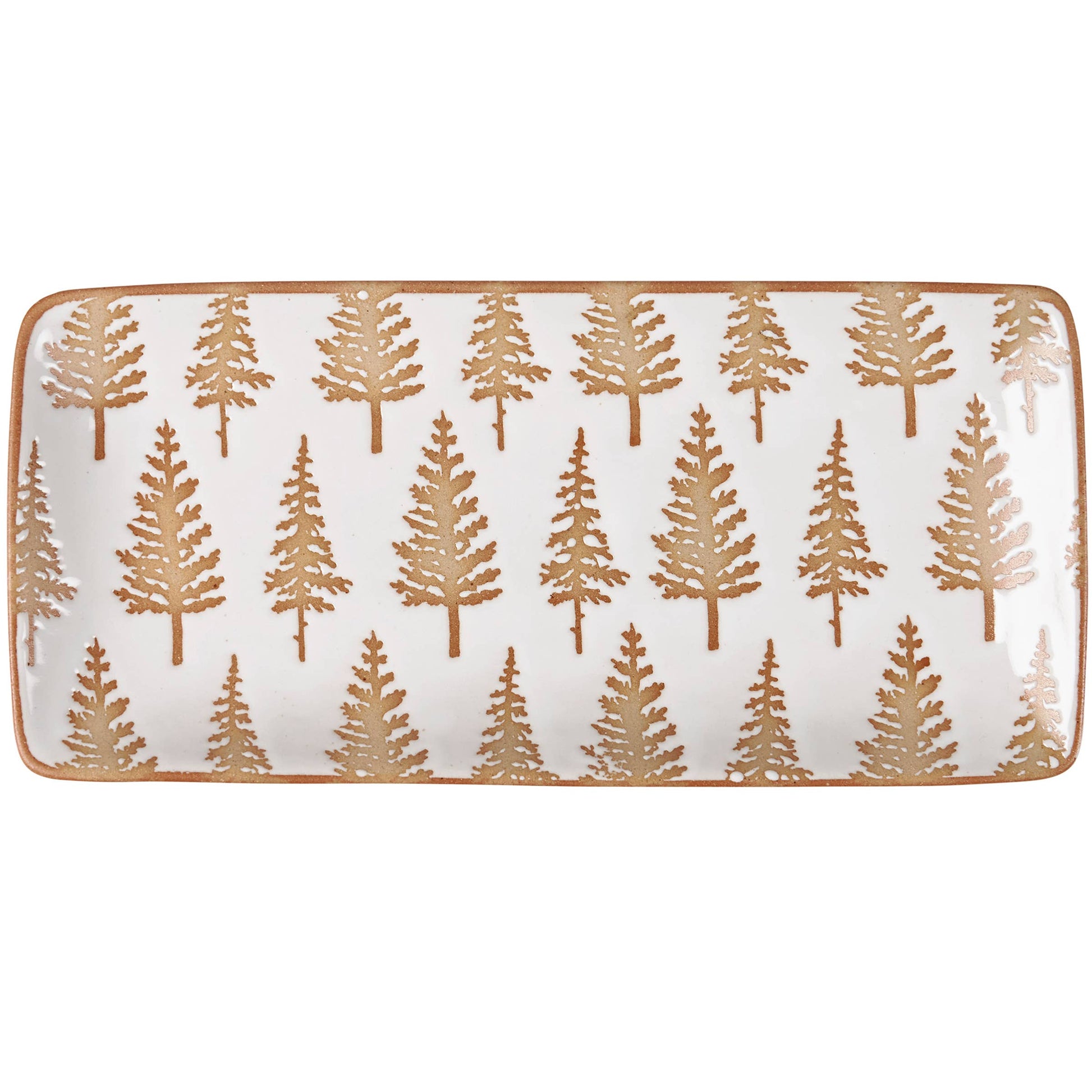 Rectangular mat with gold tree pattern on a white background