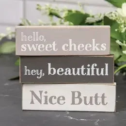 Bathroom Mini Wooden  Block Signs 