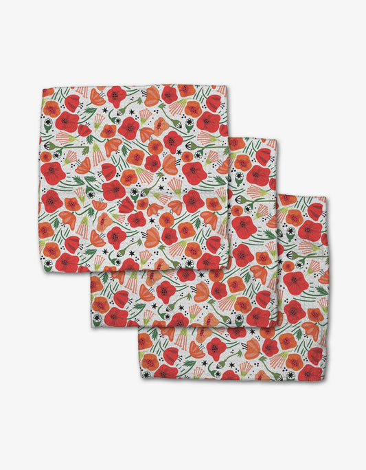 Red Poppy Flower Dishcloth