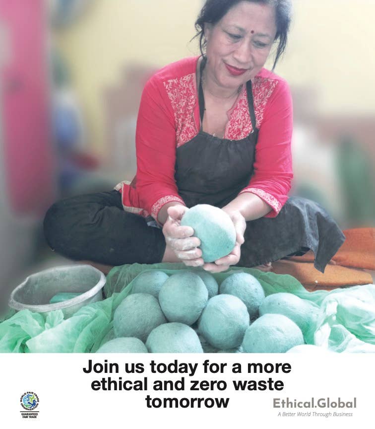 Woman working with green materials in a workshop setting, promoting ethical and zero waste practices.