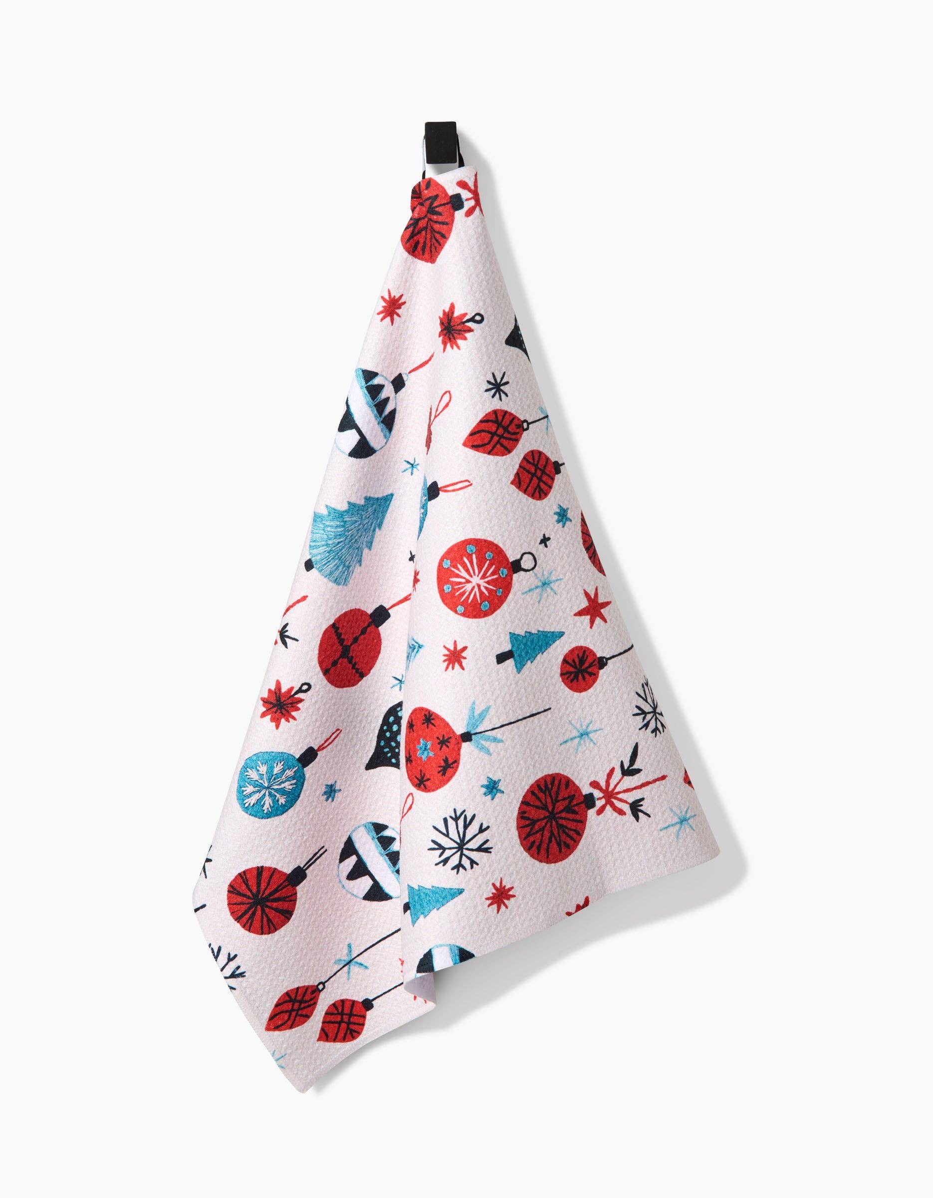 Decorative towel with colorful abstract pattern on a white background