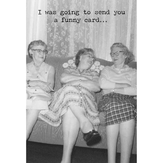 Black and white photo of three women sitting on a couch with text overlay.