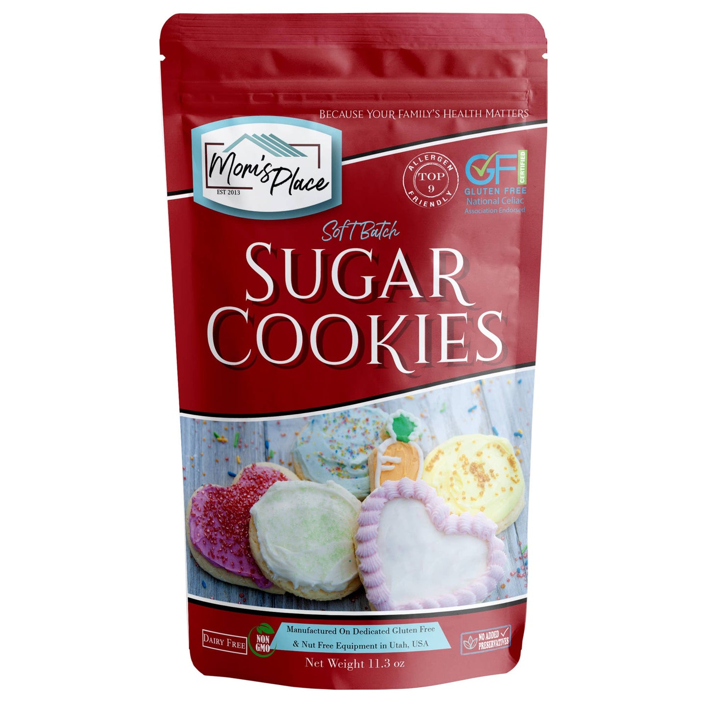 Package of Mor's Place Soft Batch Sugar Cookies on a white background