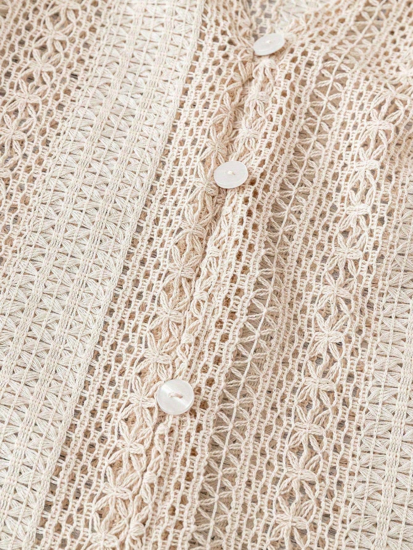 Close-up of a textured beige fabric with button details