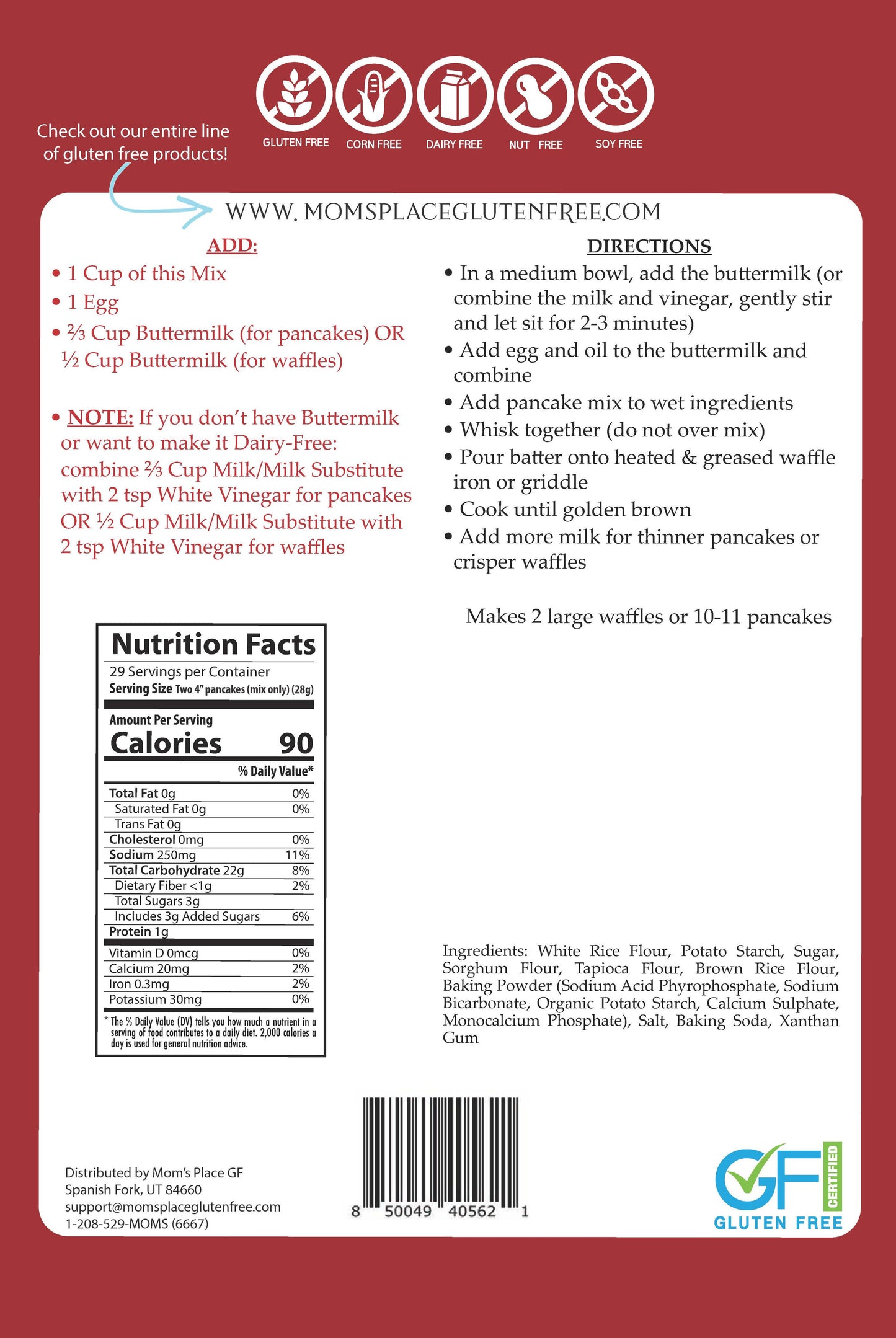 Back of a food package with nutritional information, ingredients list, and branding.