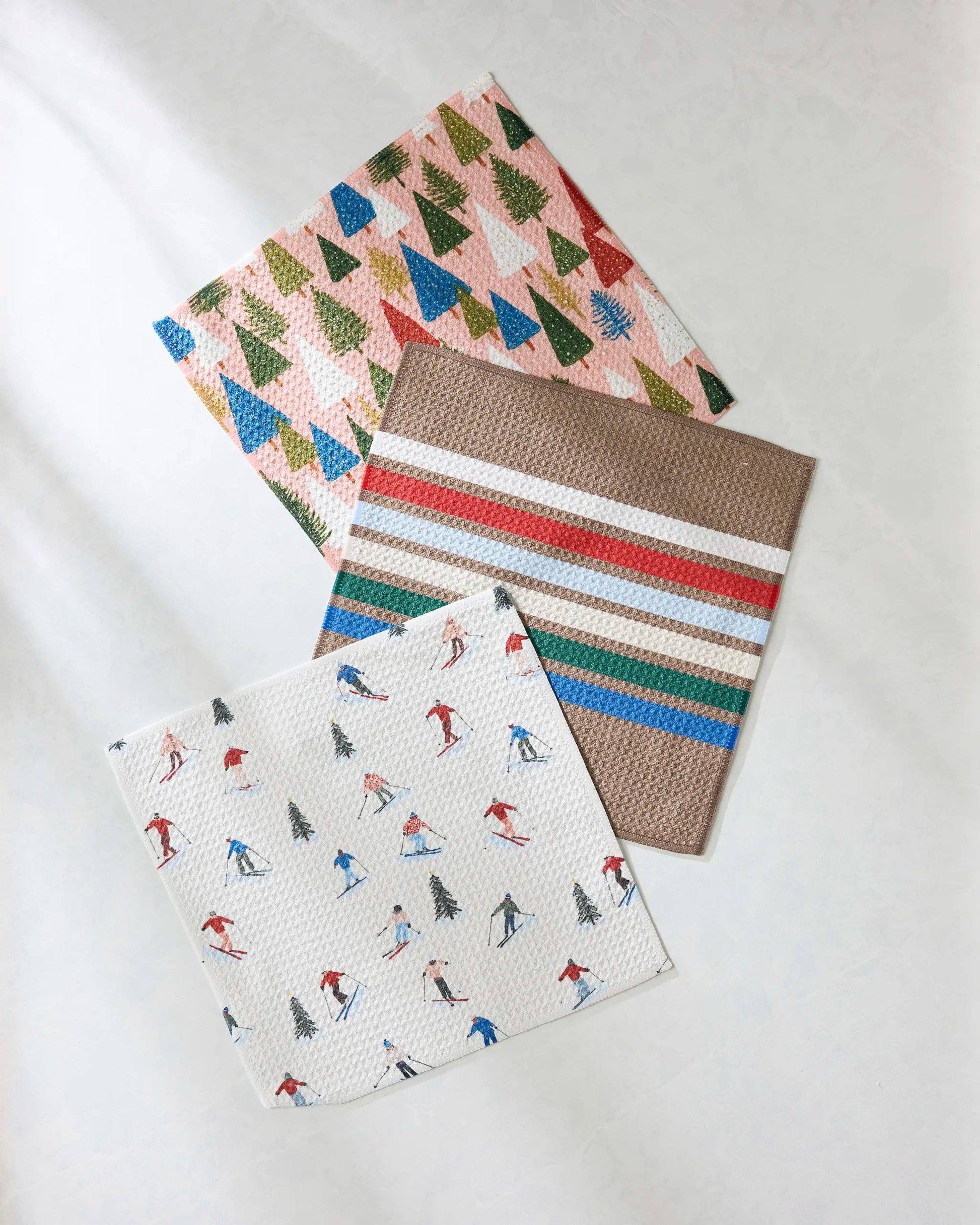 Geometry Dishcloth set with different patterns on a white background