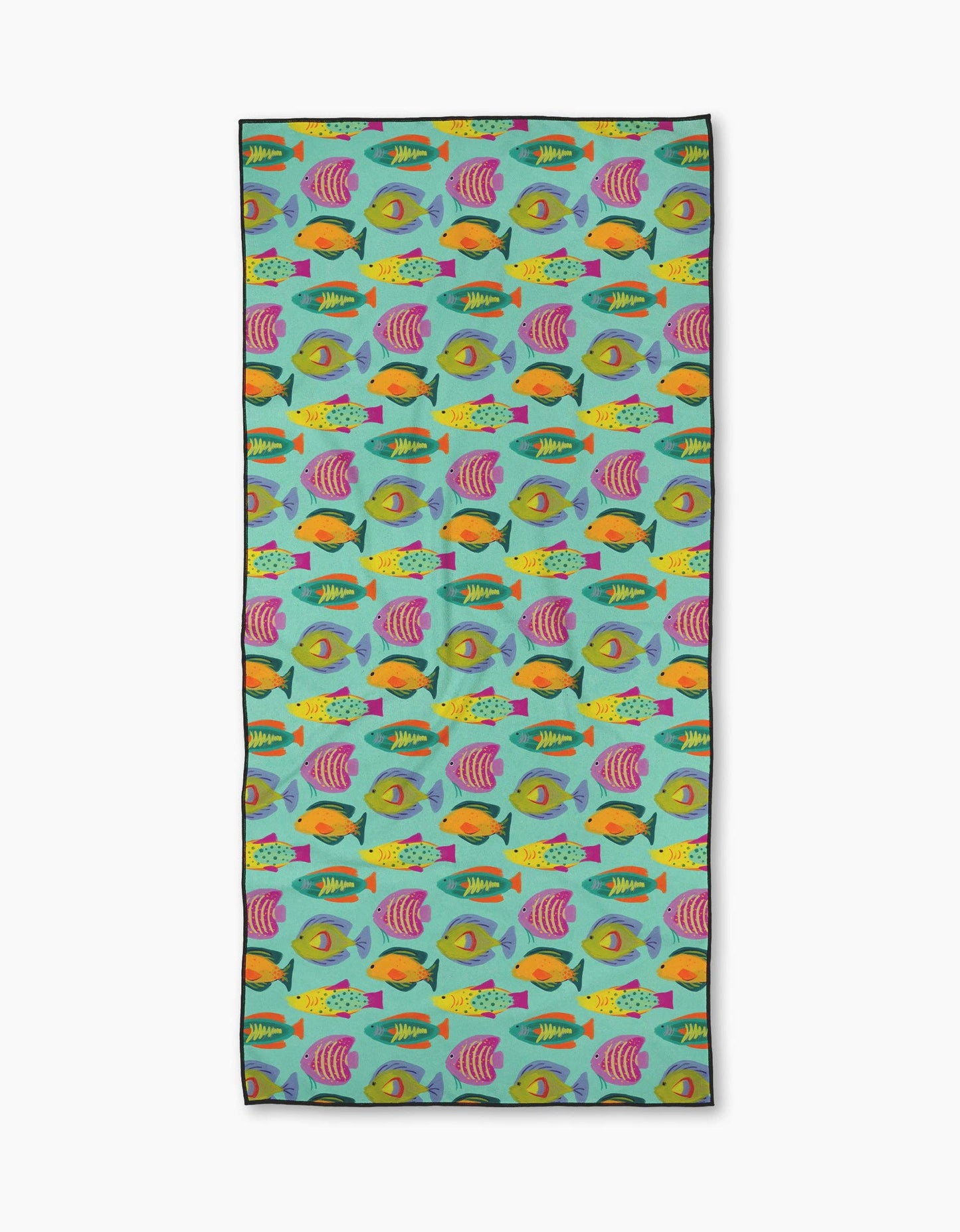 Geometry Beach Towel with fish pattern on a white background