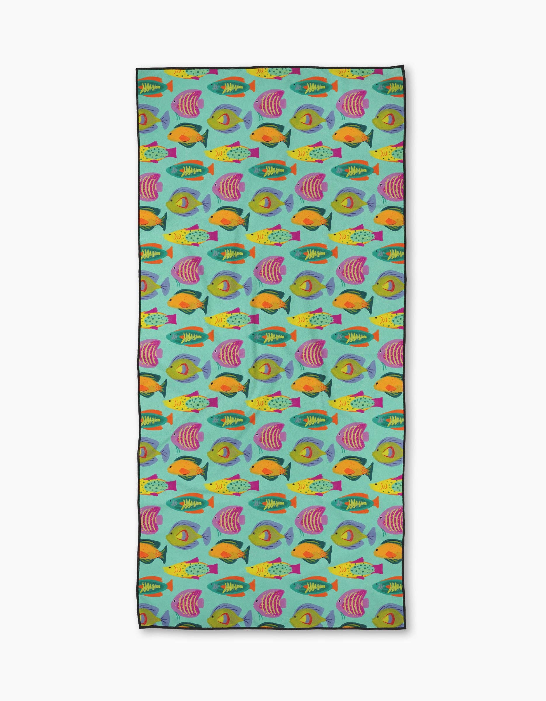 Geometry Beach Towel with fish pattern on a white background
