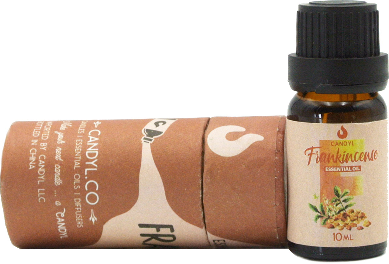 Candyl Co. Frankincense essential oil bottle and packaging on a white background