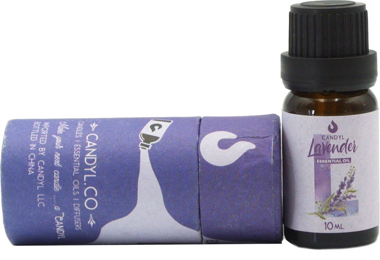 Candyl essential oil bottle and packaging on a white background