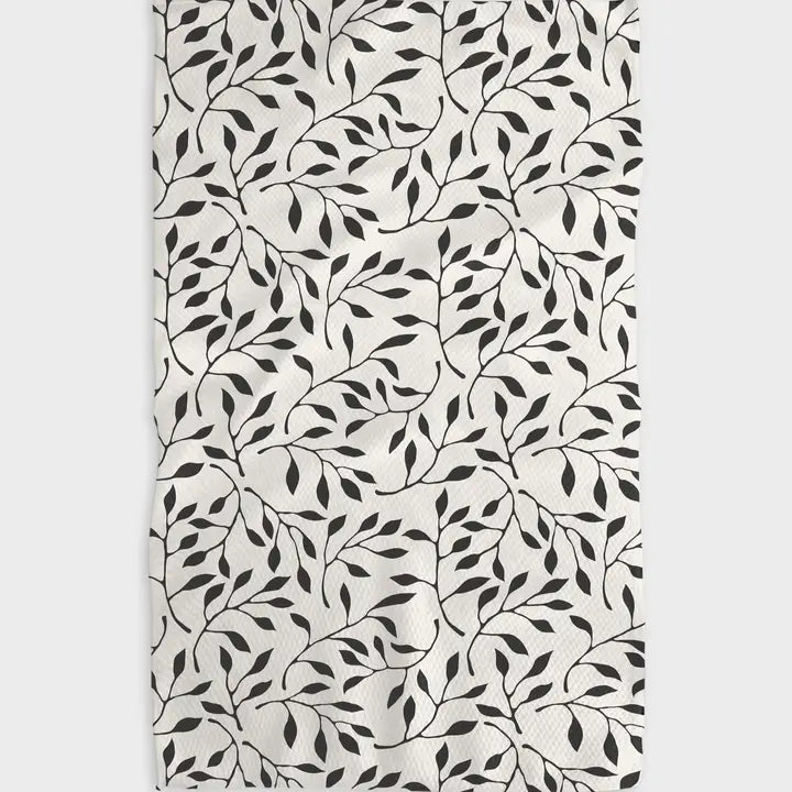 Floral patterned Geometry Tea Towel on a white background