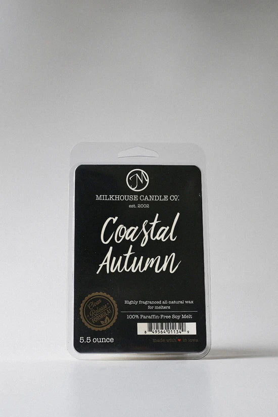 Milkhouse Candle Co. Coastal Autumn wax melt package on a white background