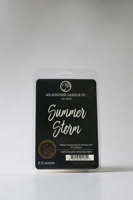 Milkhouse Candle Co. Summer Storm wax melt package on a white background