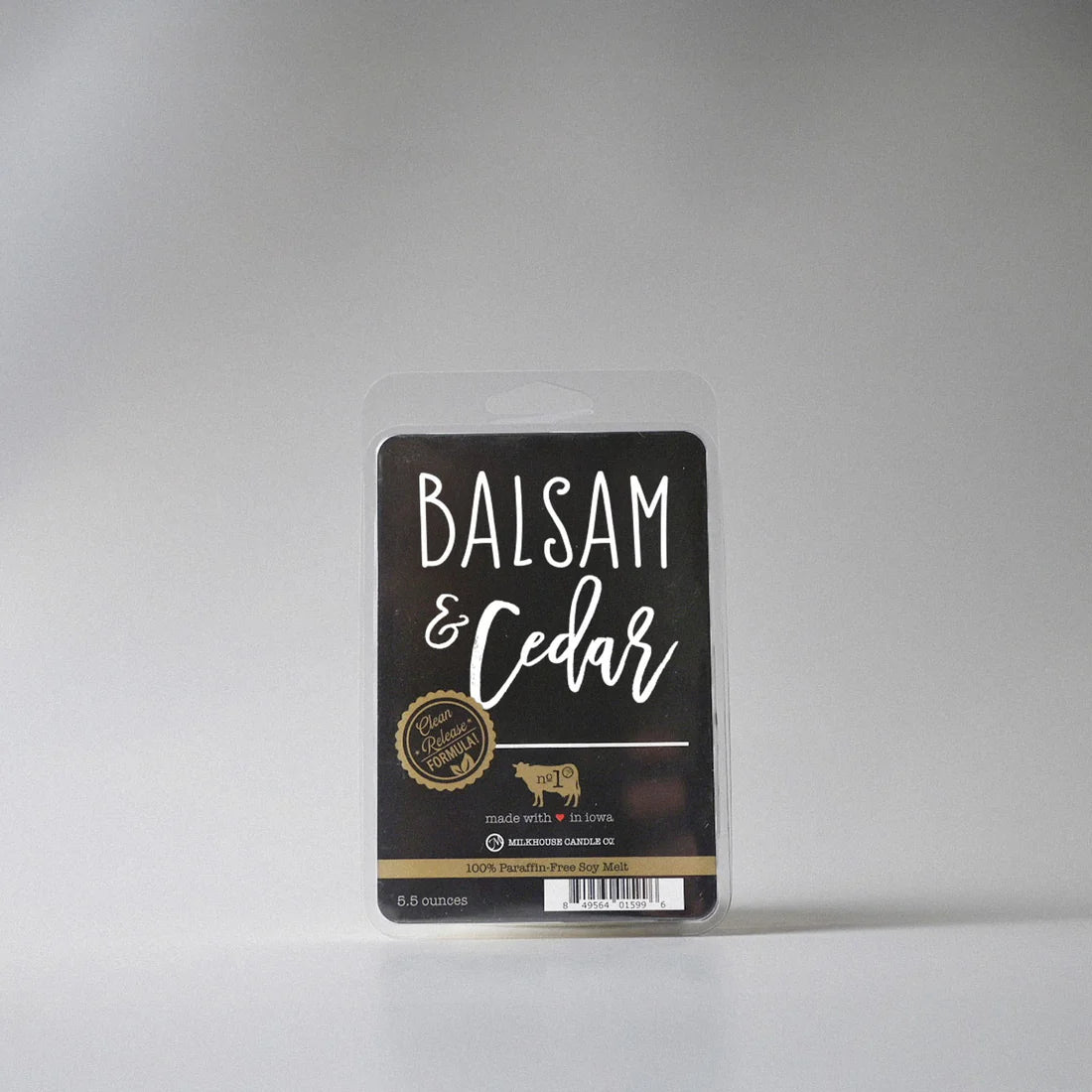 Balsam & Cedar product packaging on a gray background