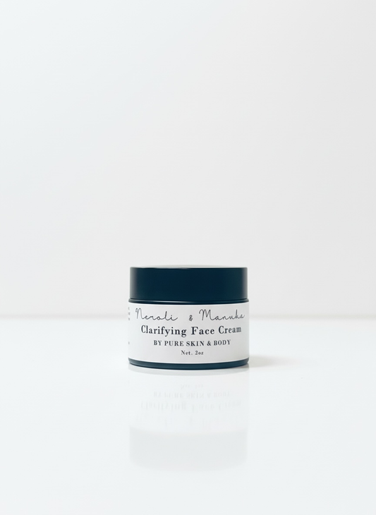 Jar of neroli & manuka clarifying face cream on a white background