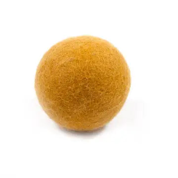 Orange wool dryer ball on a white background