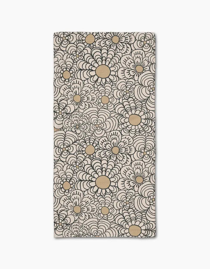 Geometry bar towel with floral pattern on a white background