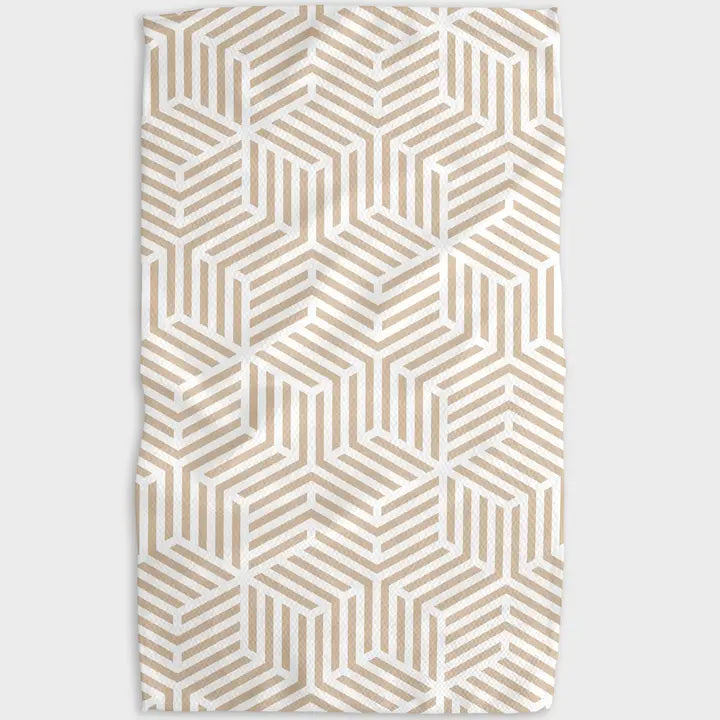 Geometric patterned Geometry Tea Towel on a white background