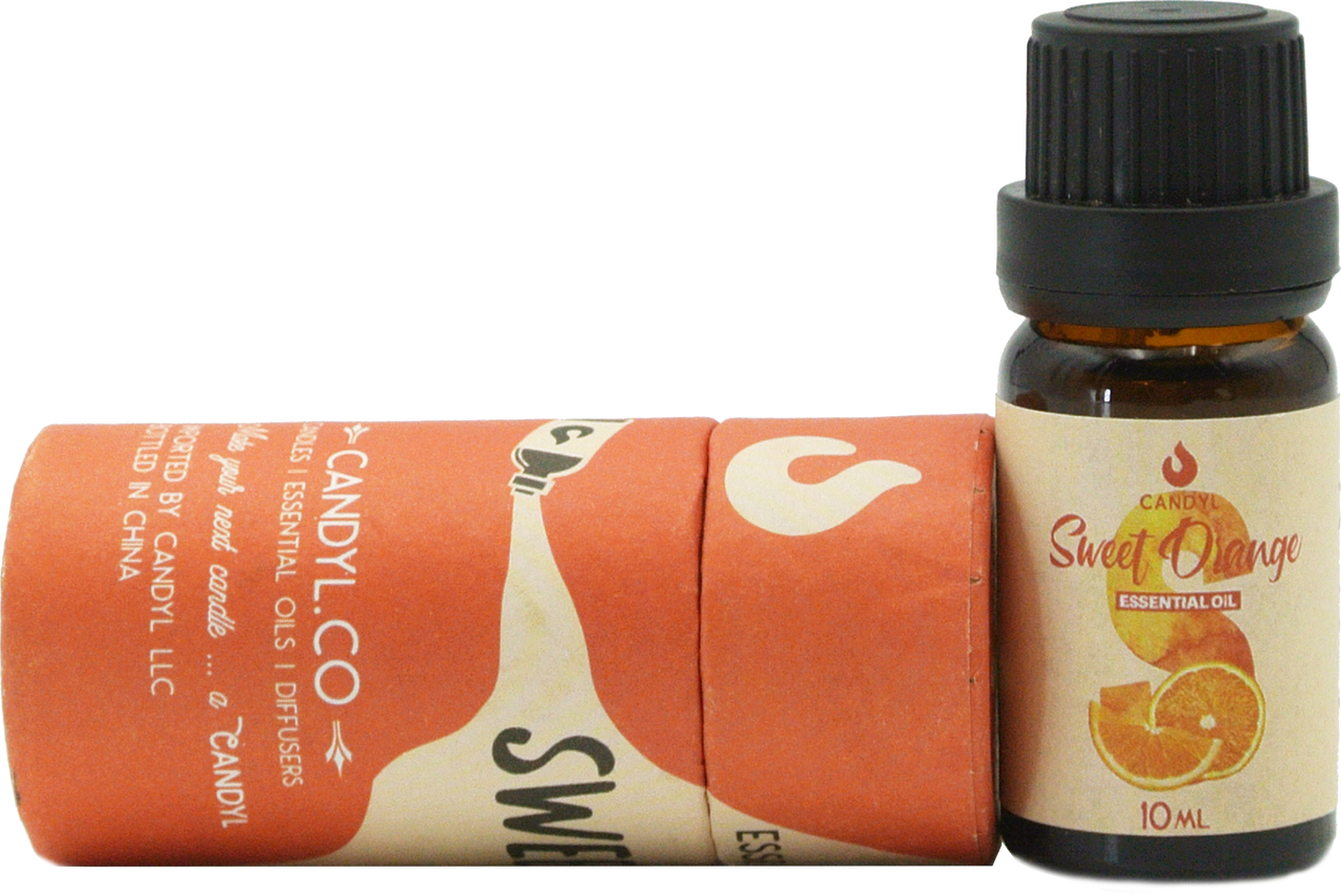 Candyl Co Sweet Orange essential oil bottle and packaging on a white background