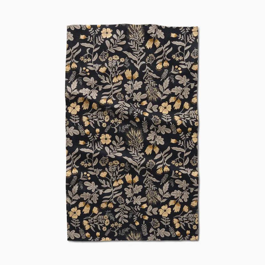 Floral patterned Geometry Tea Towel on a white background